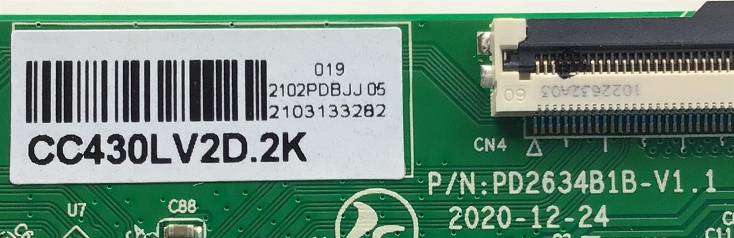 T-CON PARA TV VIZIO / NUMERO DE PARTE CC430LV0D.2K / PD2634B1B-V1.1 / 2102PDBJJ05 / 2103133282 / DISPLAY CC430LV2D VER.01 / MODELO D43F-J04	 - Imagen 2